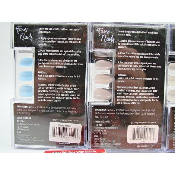 Lot 5 Pretty Woman Kiss Press on Glue Nails New Box Leopard White Blue Coffin - Picture 13 of 14